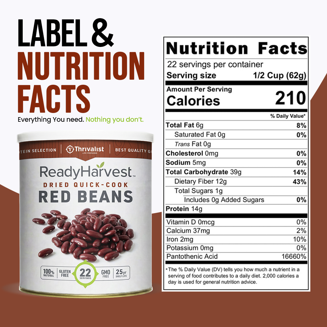 Ready Harvest Premium Quick-Cook Red Beans (25-Year Shelf Life)