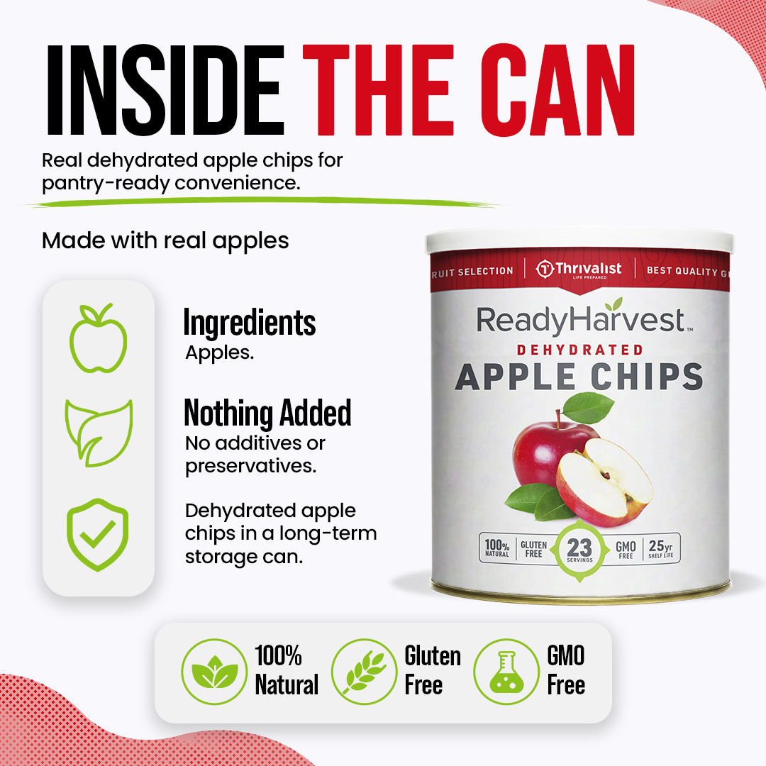 Ready Harvest Dehydrated Apple Chips (25-Year Shelf Life)