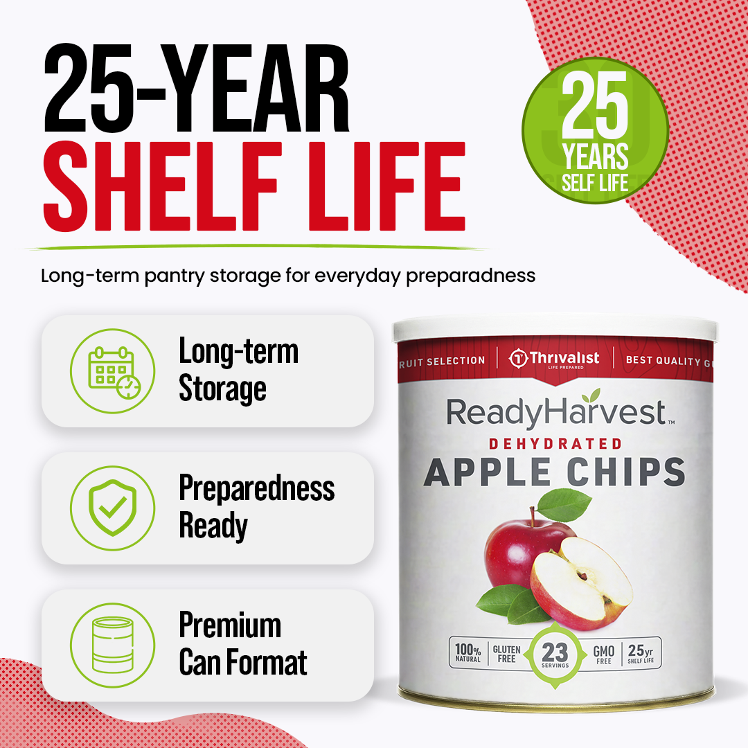 Ready Harvest Dehydrated Apple Chips (25-Year Shelf Life)