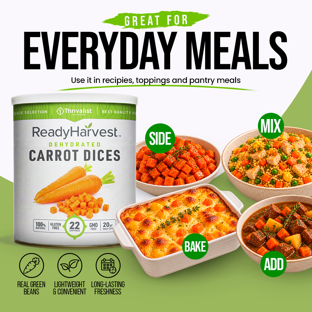 Ready Harvest Dehydrated Carrots (20-Year Shelf Life)
