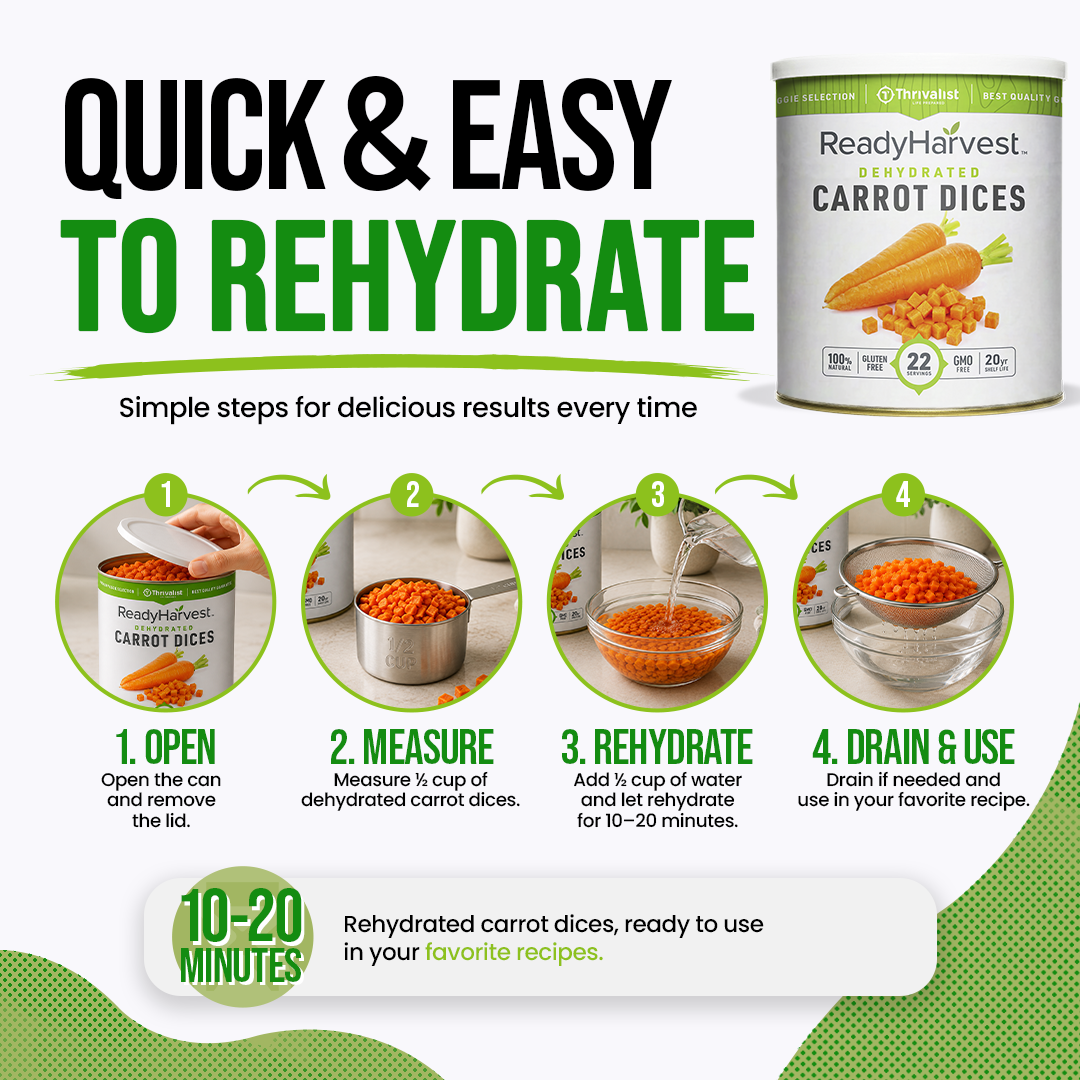Ready Harvest Dehydrated Carrots (20-Year Shelf Life)