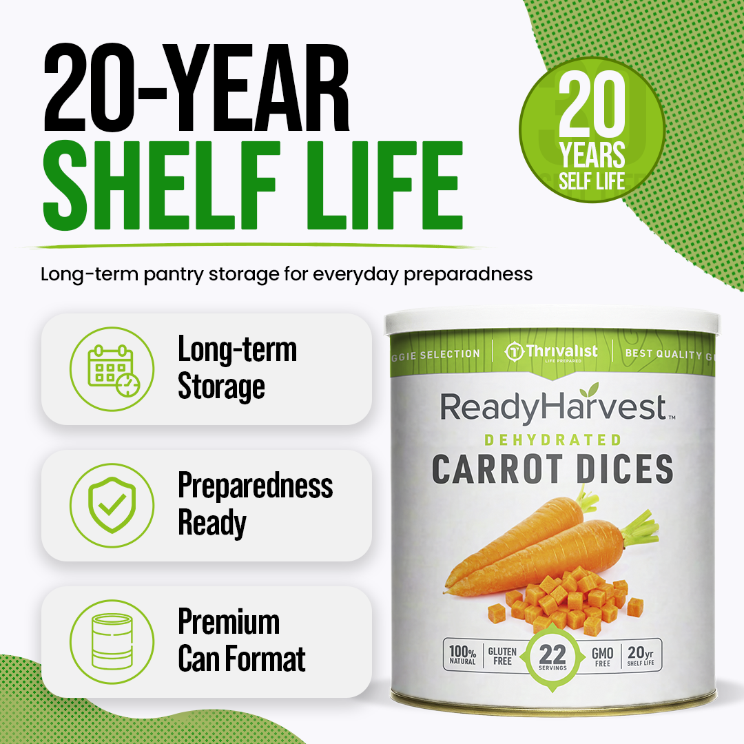 Ready Harvest Dehydrated Carrots (20-Year Shelf Life)