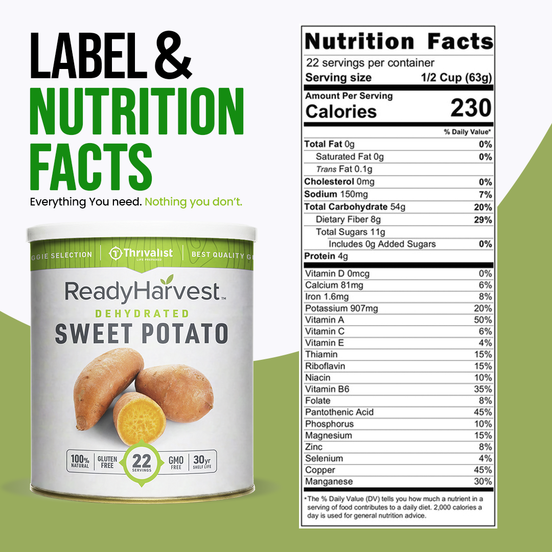 Ready Harvest Dehydrated Sweet Potato Dices (30-Year Shelf Life)