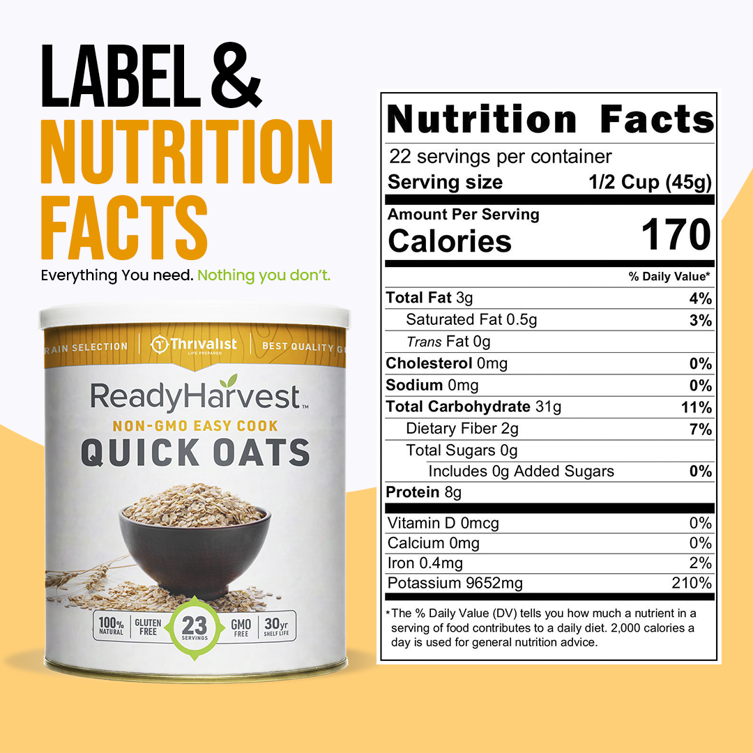 Ready Harvest Quick Oats (25-Year Shelf Life)