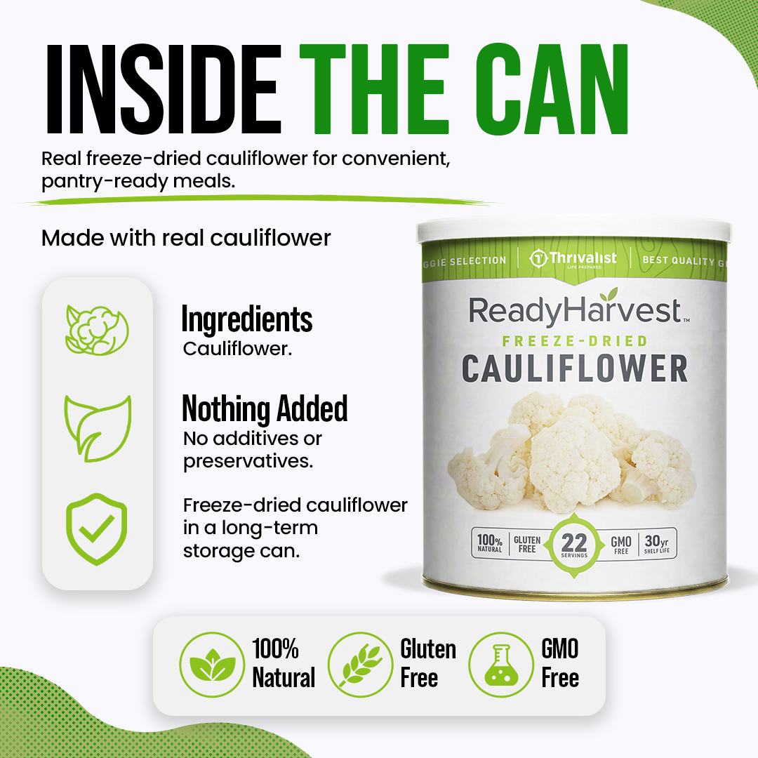 Ready Harvest Freeze-Dried Cauliflower (30-Year Shelf Life)
