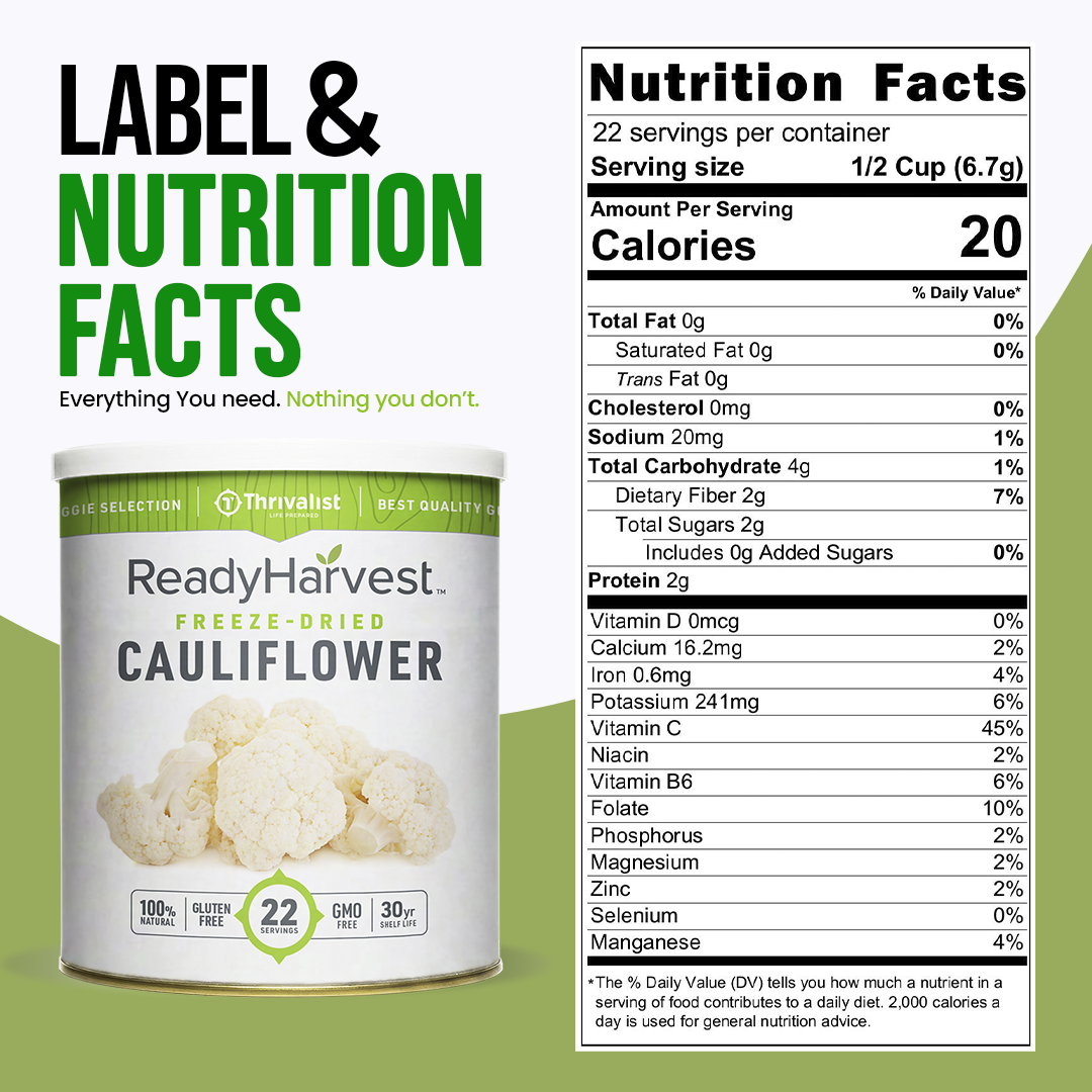 Ready Harvest Freeze-Dried Cauliflower (30-Year Shelf Life)