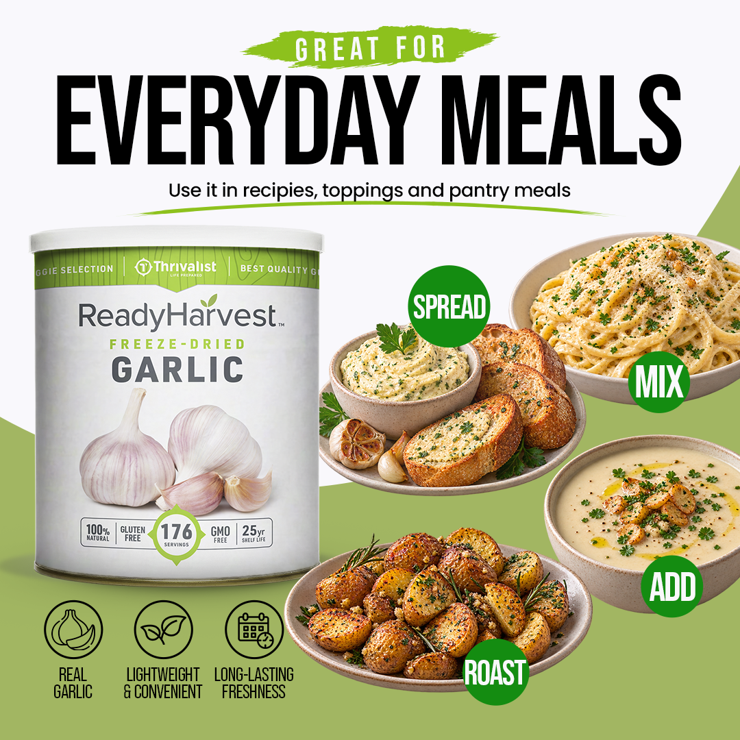 Ready Harvest Freeze-Dried Garlic (25-Year Shelf Life)