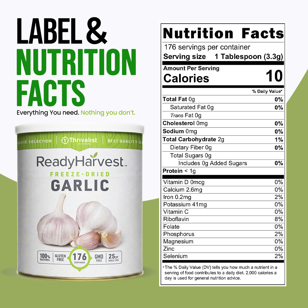 Ready Harvest Freeze-Dried Garlic (25-Year Shelf Life)