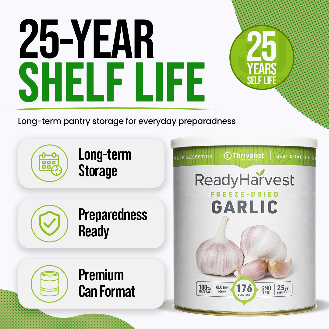 Ready Harvest Freeze-Dried Garlic (25-Year Shelf Life)
