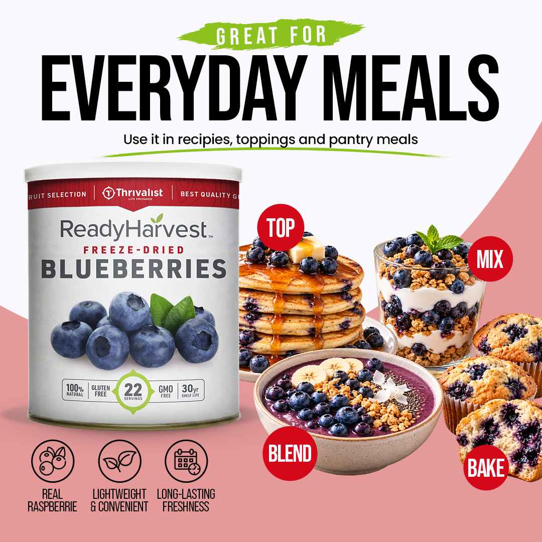 Ready Harvest Freeze-Dried Whole Blueberries (30-Year Shelf Life)