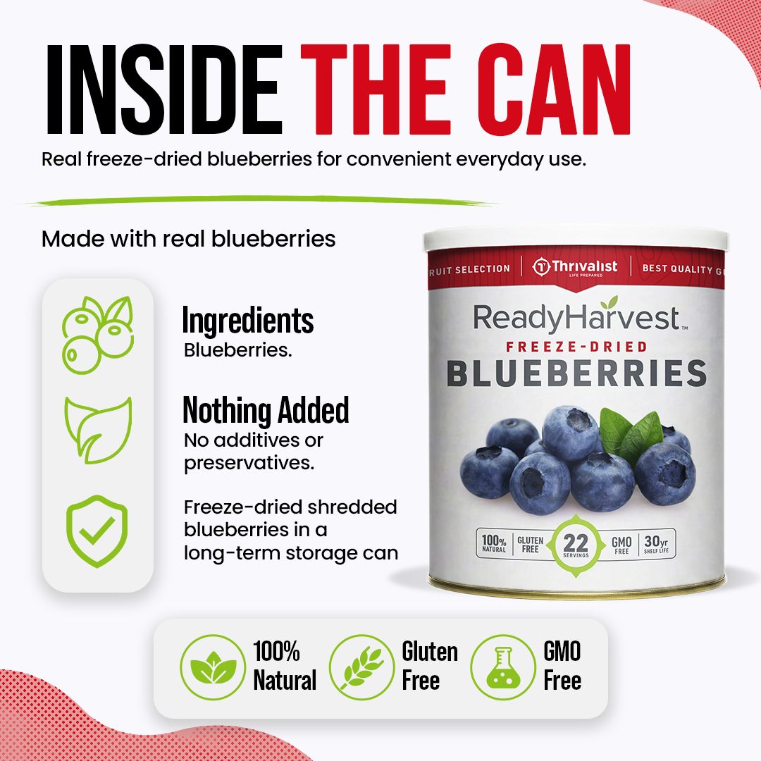 Ready Harvest Freeze-Dried Whole Blueberries (30-Year Shelf Life)
