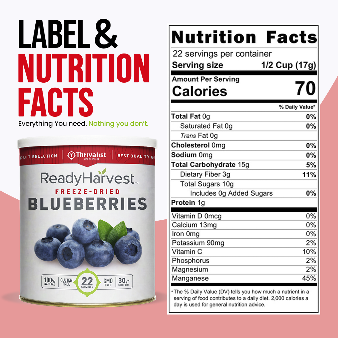 Ready Harvest Freeze-Dried Whole Blueberries (30-Year Shelf Life)