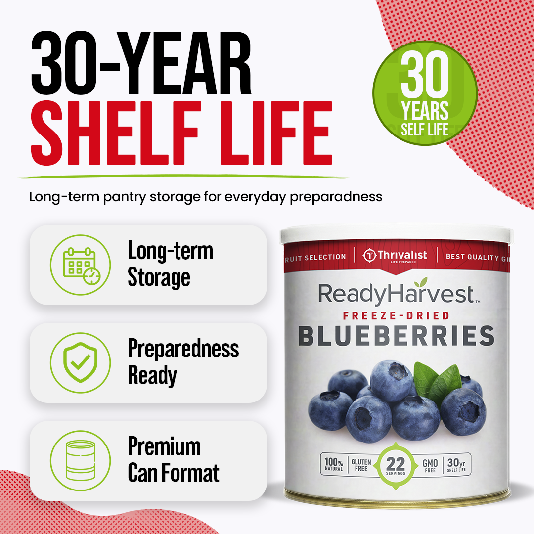 Ready Harvest Freeze-Dried Whole Blueberries (30-Year Shelf Life)
