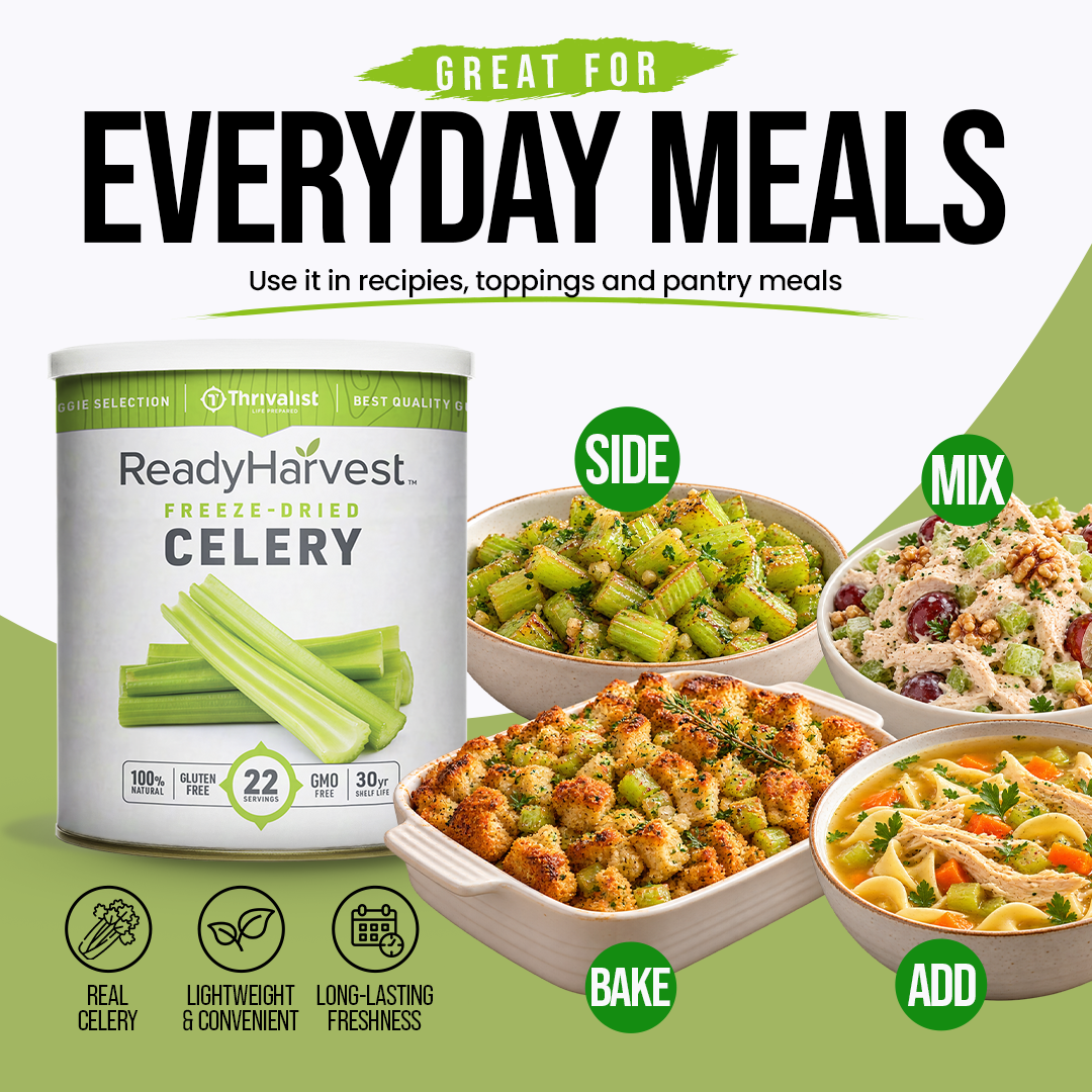 Ready Harvest Freeze-Dried Celery (30-Year Shelf Life)