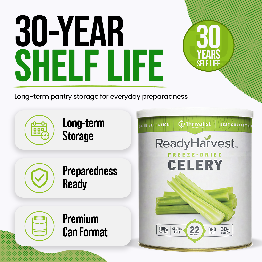 Ready Harvest Freeze-Dried Celery (30-Year Shelf Life)
