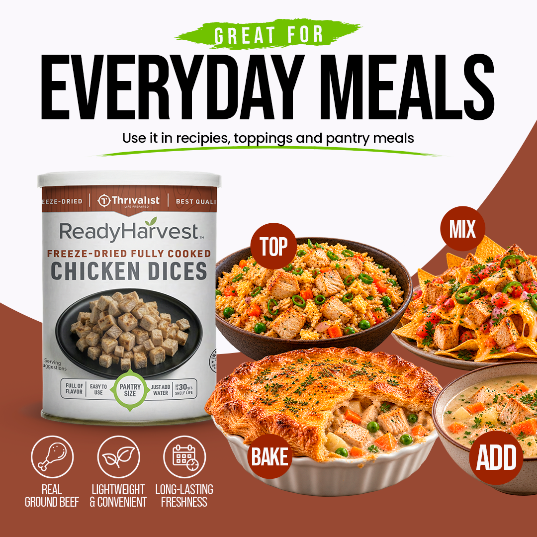 Ready Harvest Pantry Can – Freeze-Dried Fully Cooked Chicken Dices (7.4 oz)