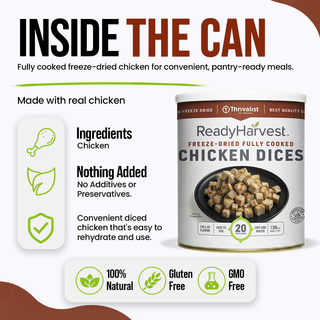 Ready Harvest Freeze-Dried Chicken Dices (Fully Cooked)