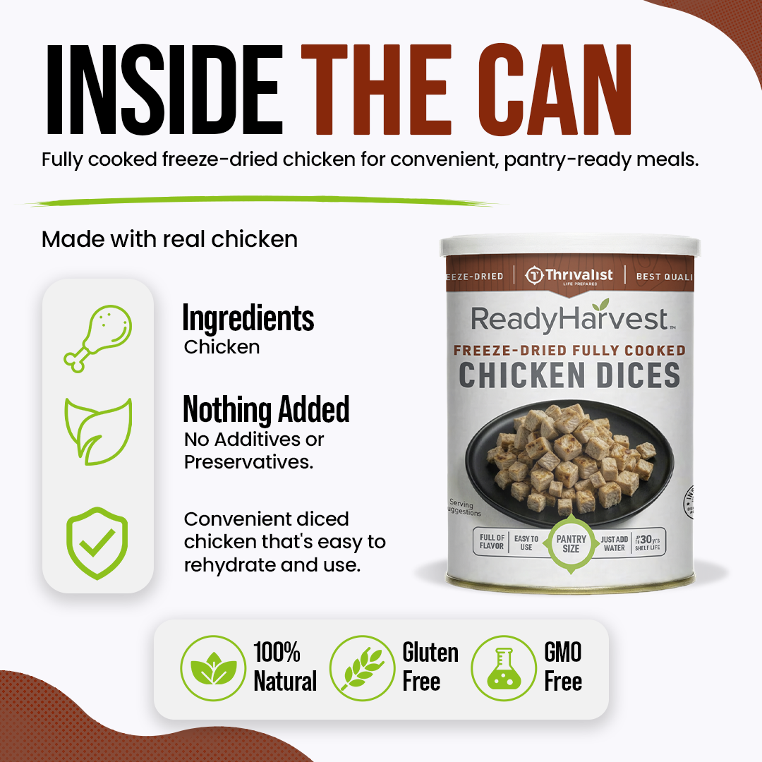 Ready Harvest Pantry Can – Freeze-Dried Fully Cooked Chicken Dices (7.4 oz)