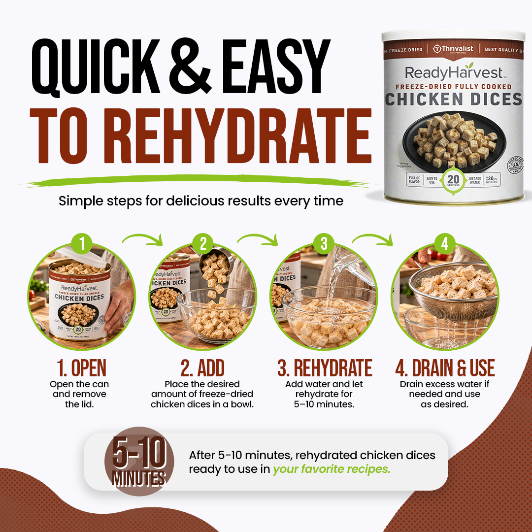 Ready Harvest Freeze-Dried Chicken Dices (Fully Cooked)