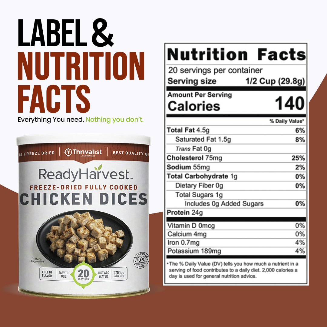 Ready Harvest Freeze-Dried Chicken Dices (Fully Cooked)