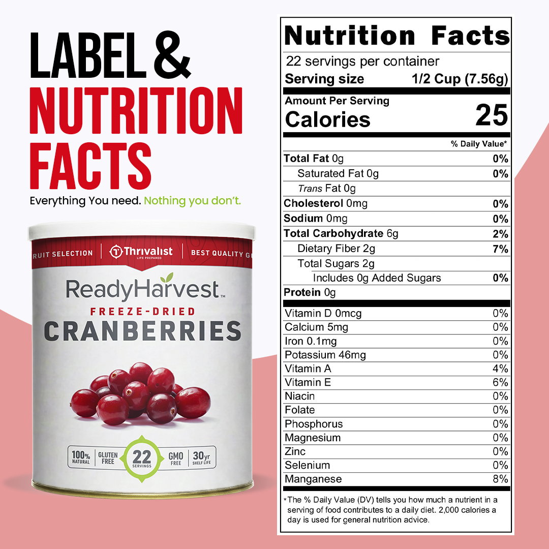 Ready Harvest Freeze-Dried Cranberries (30-Year Shelf Life)