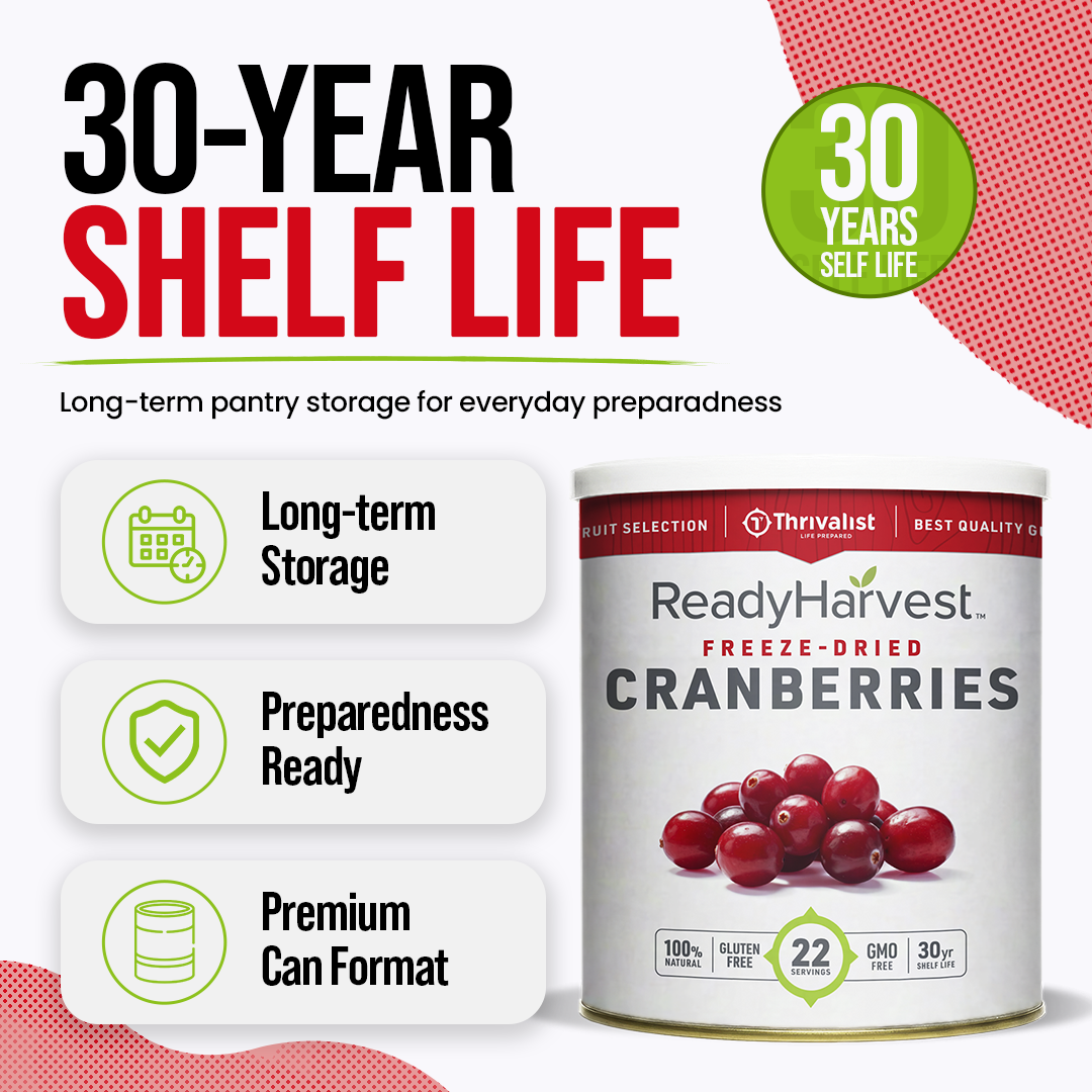 Ready Harvest Freeze-Dried Cranberries (30-Year Shelf Life)
