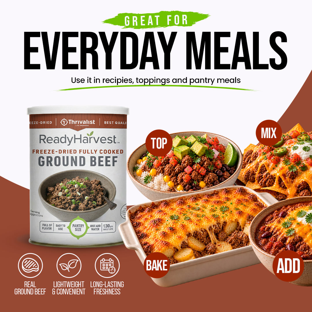 Ready Harvest Pantry Can – Freeze-Dried Fully Cooked Ground Beef (8.7 oz)