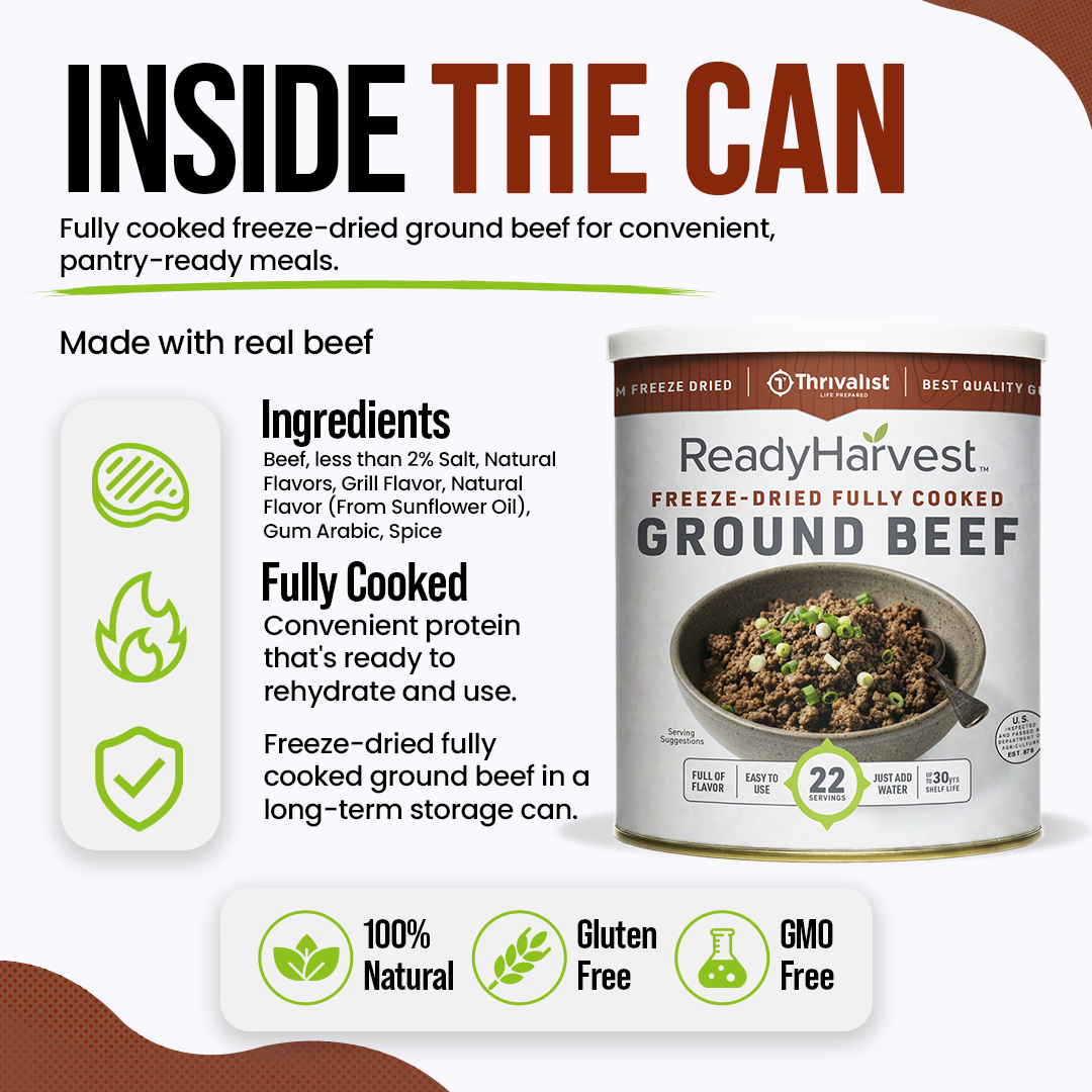 Ready Harvest Freeze-Dried Ground Beef (Fully Cooked)