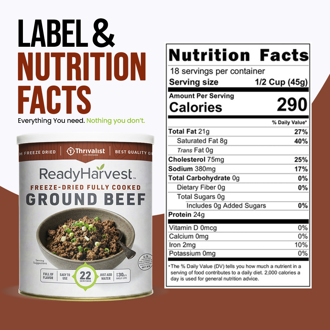 Ready Harvest Freeze-Dried Ground Beef (Fully Cooked)