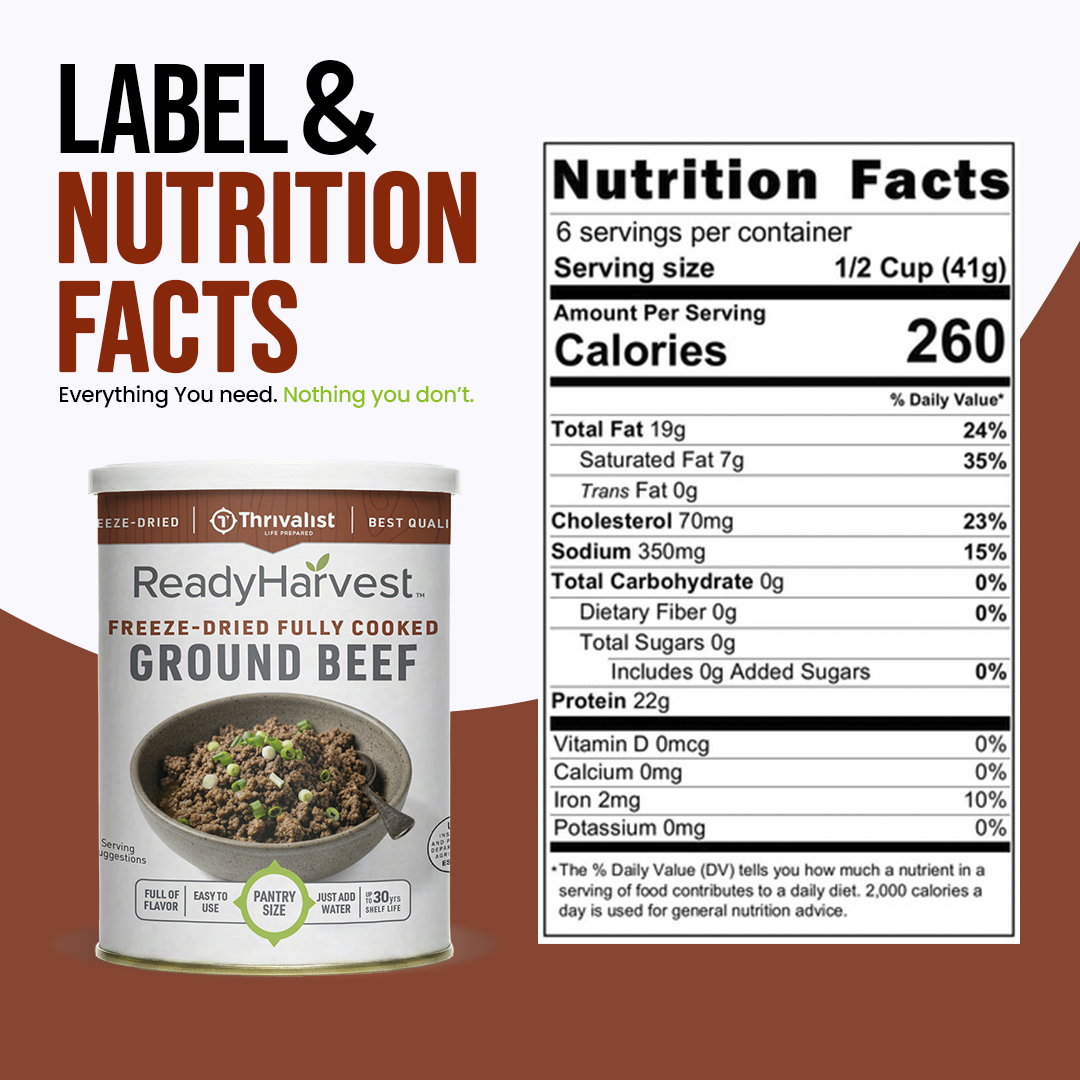 Ready Harvest Pantry Can – Freeze-Dried Fully Cooked Ground Beef (8.7 oz)