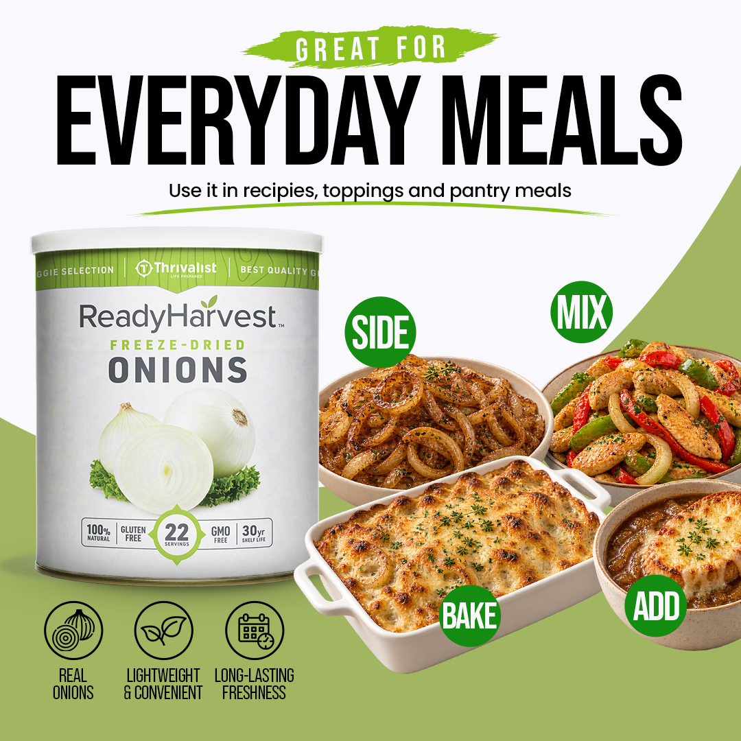 Ready Harvest Freeze-Dried Onions (30-Year Shelf Life)