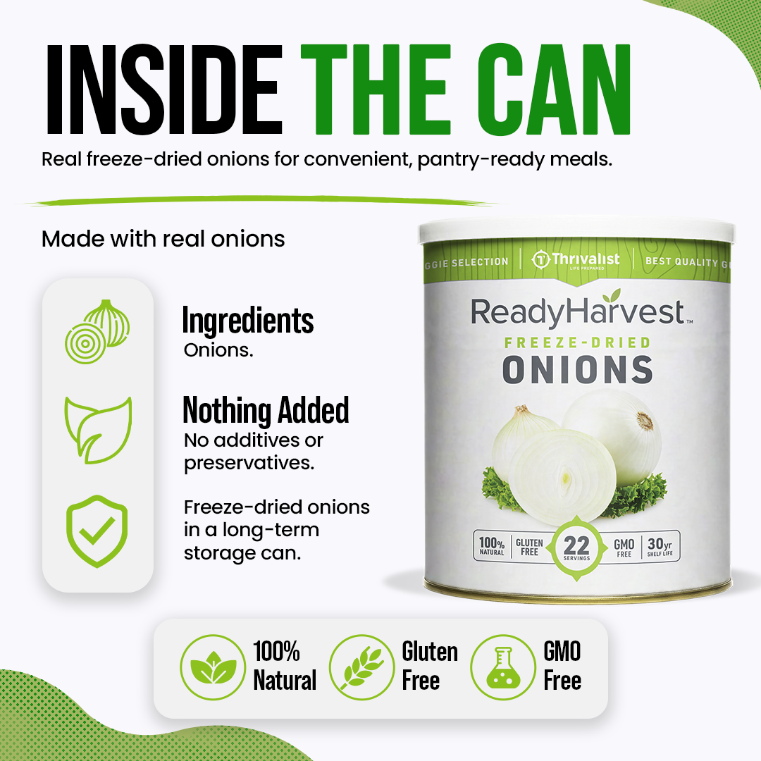 Ready Harvest Freeze-Dried Onions (30-Year Shelf Life)
