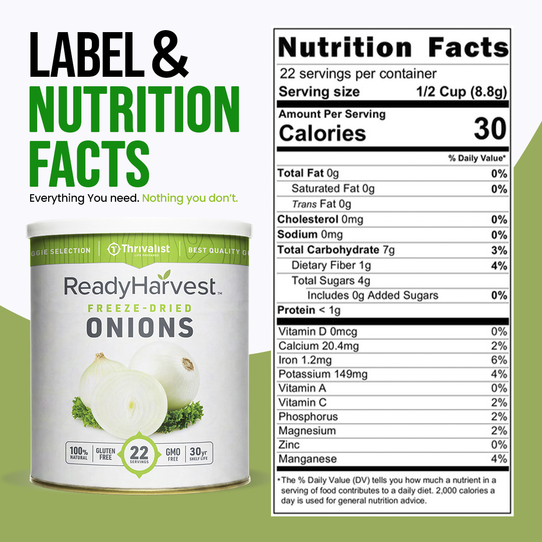 Ready Harvest Freeze-Dried Onions (30-Year Shelf Life)
