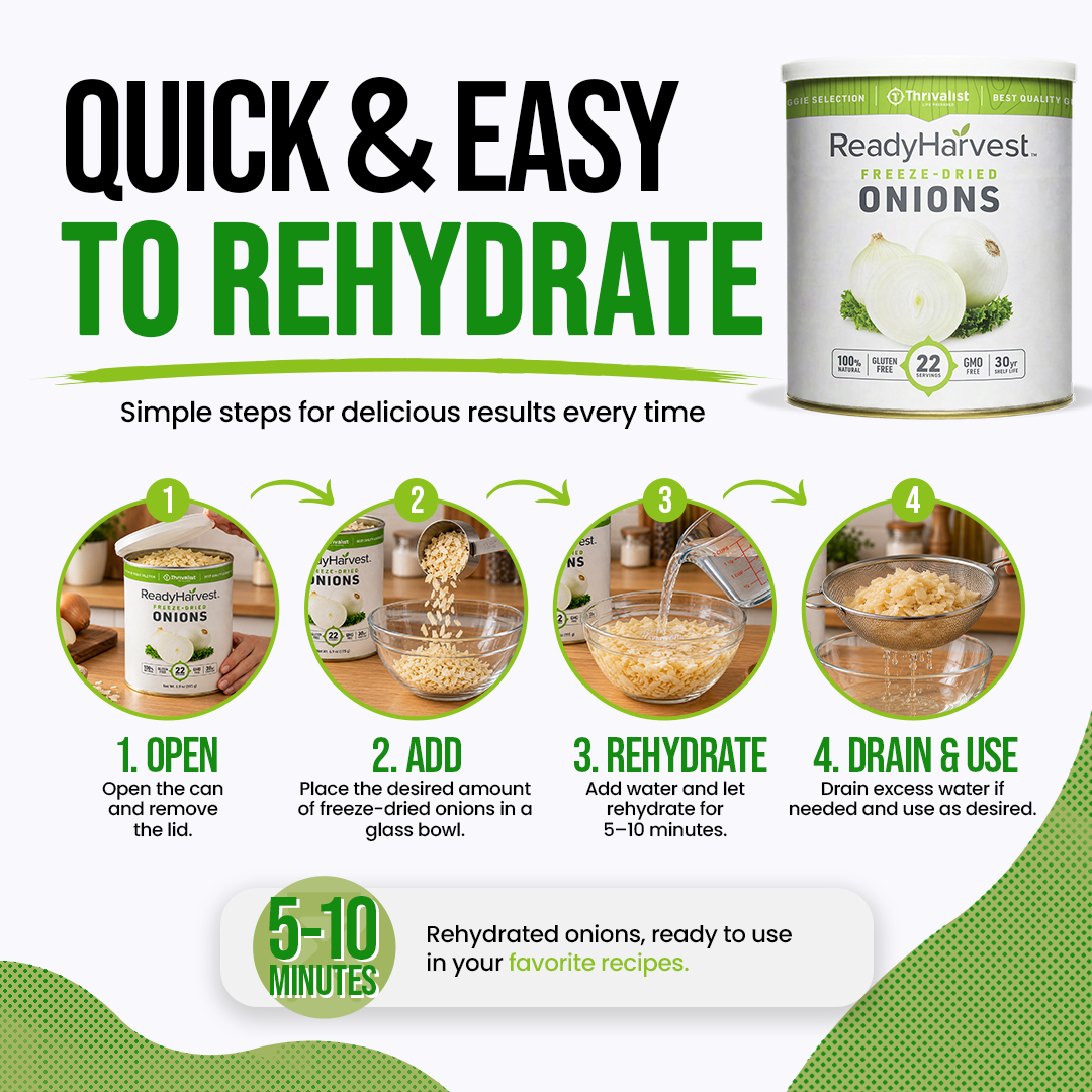 Ready Harvest Freeze-Dried Onions (30-Year Shelf Life)