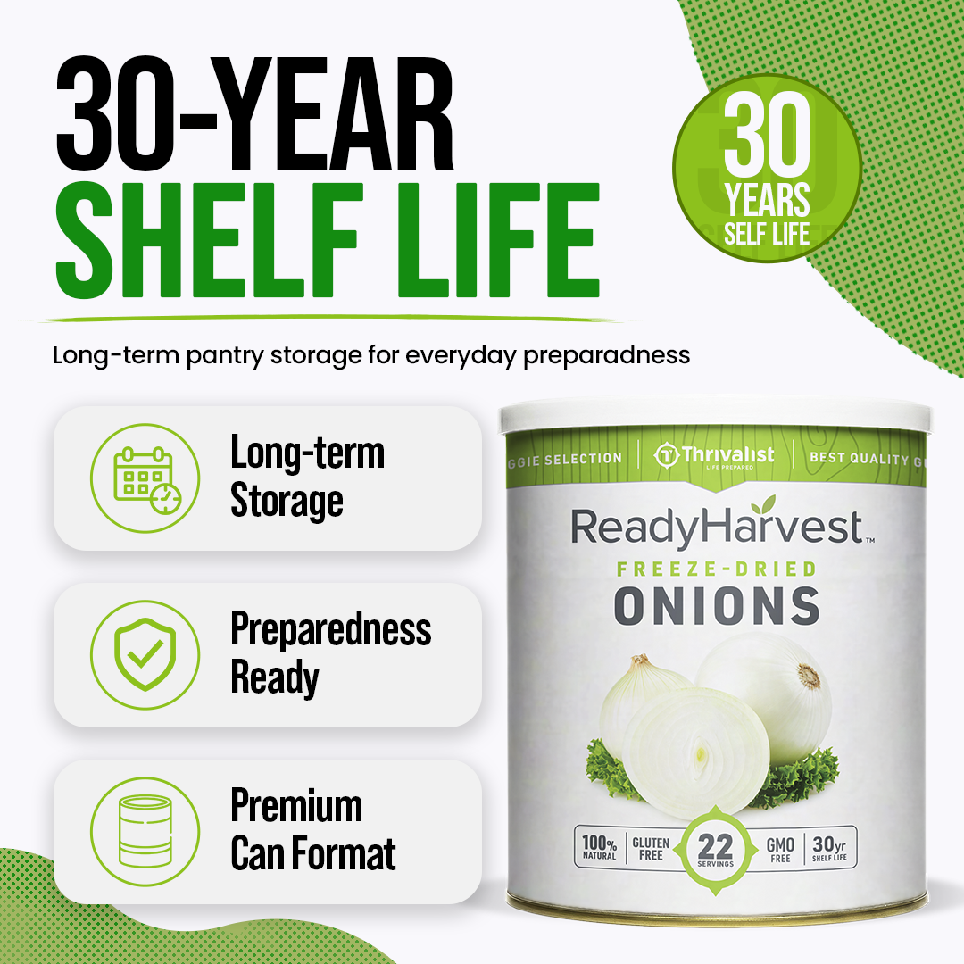 Ready Harvest Freeze-Dried Onions (30-Year Shelf Life)