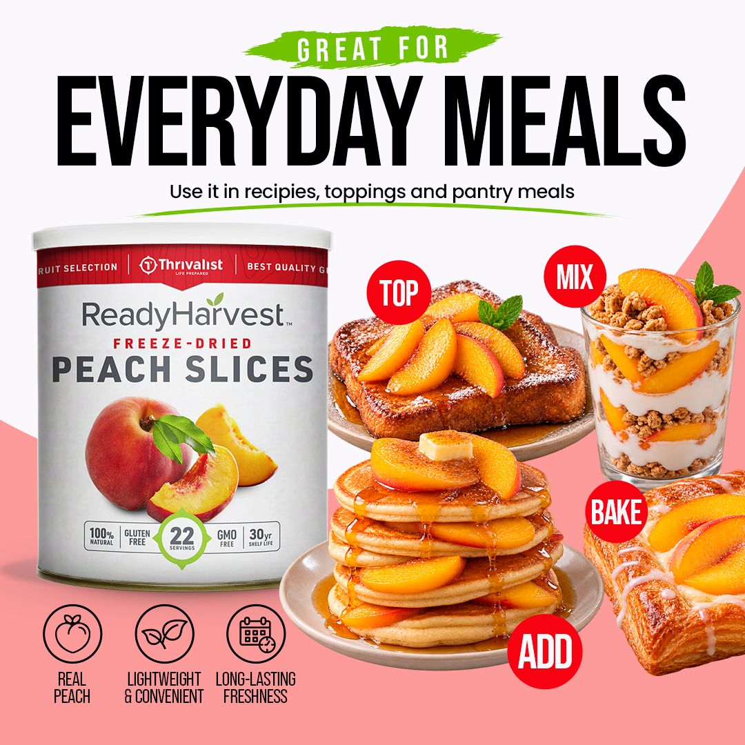 Ready Harvest Freeze-Dried Peach Slices (30-Year Shelf Life)