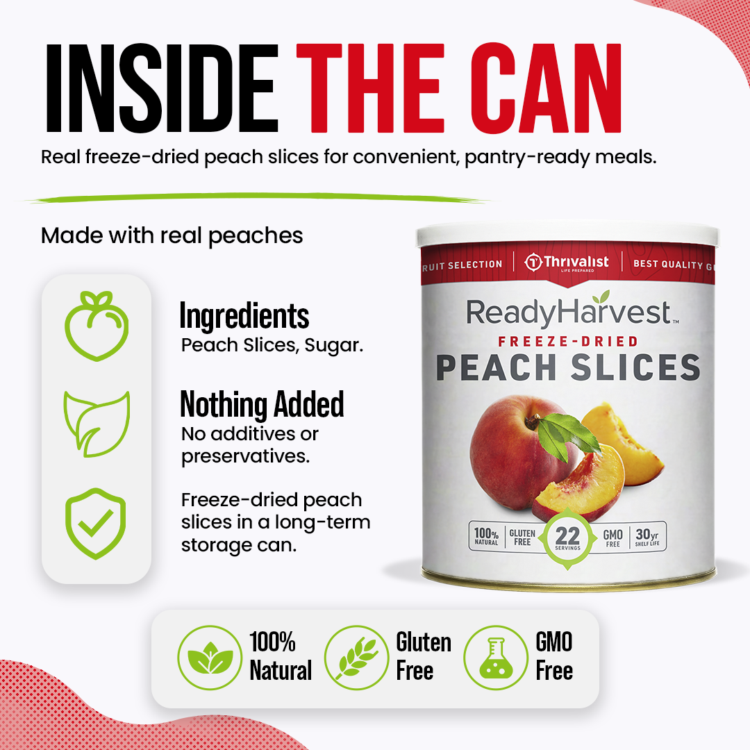 Ready Harvest Freeze-Dried Peach Slices (30-Year Shelf Life)