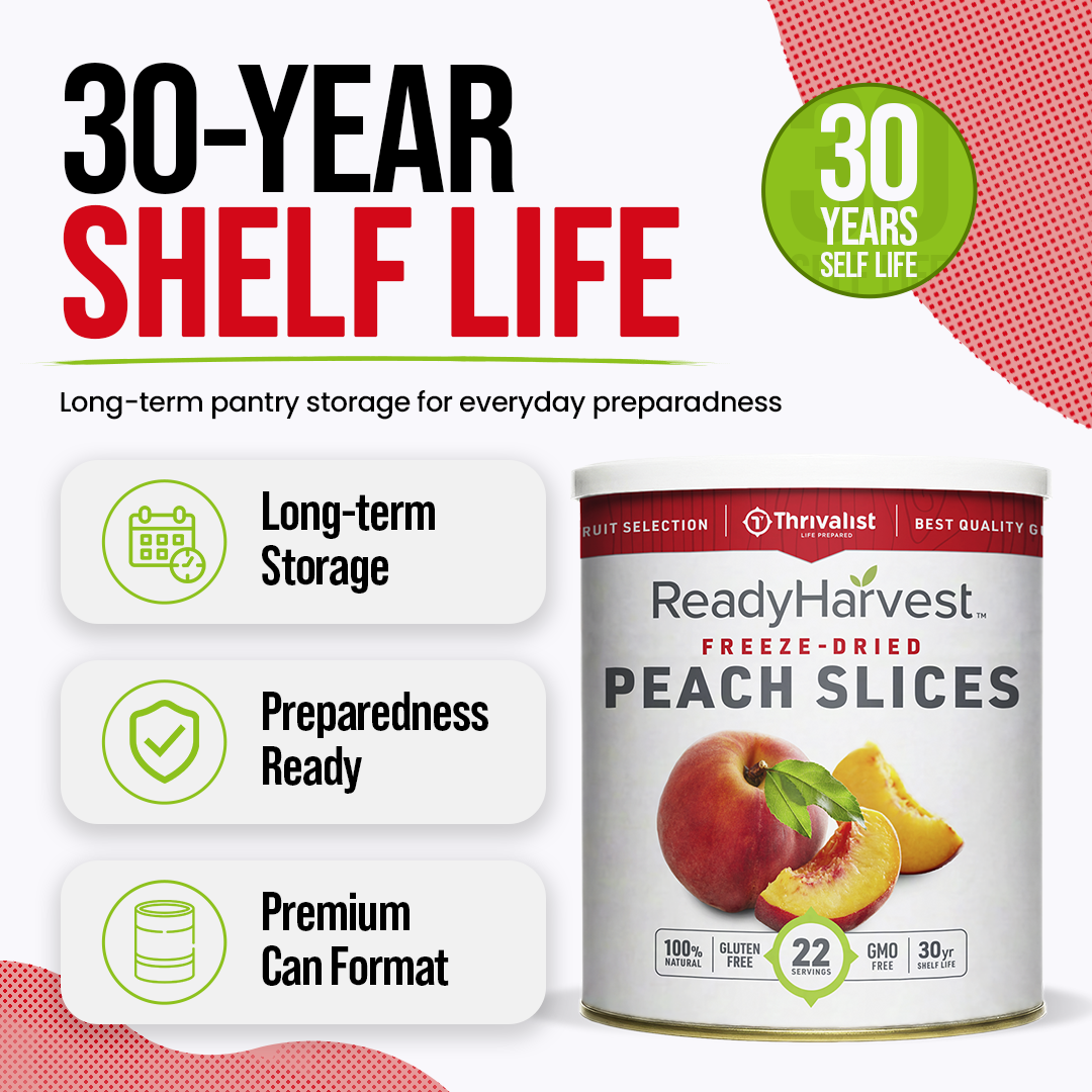 Ready Harvest Freeze-Dried Peach Slices (30-Year Shelf Life)