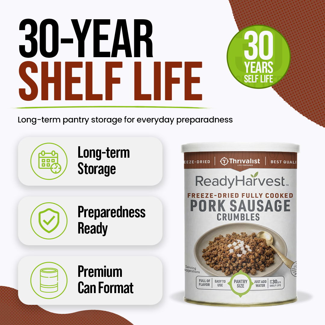 Ready Harvest Pantry Can – Freeze-Dried Fully Cooked Pork Sausage Crumbles (10 oz)