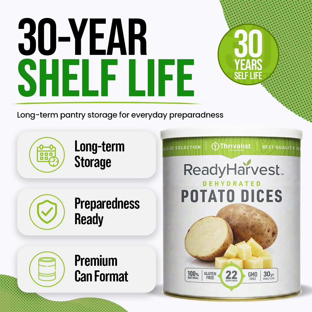 Ready Harvest Dehydrated Potato Dices (30-Year Shelf Life)
