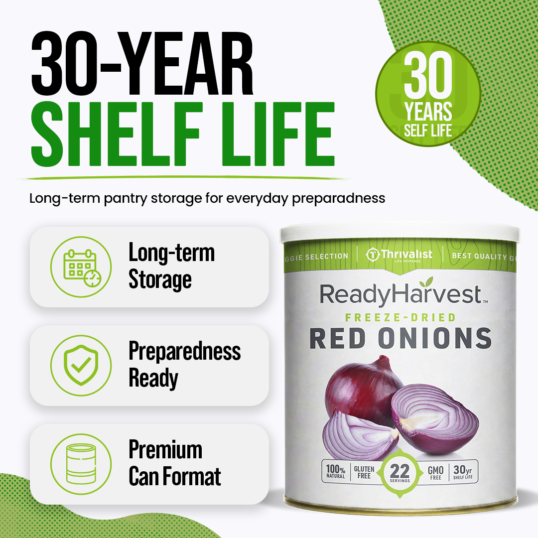 Ready Harvest Freeze-Dried Red Onions (30-Year Shelf Life)