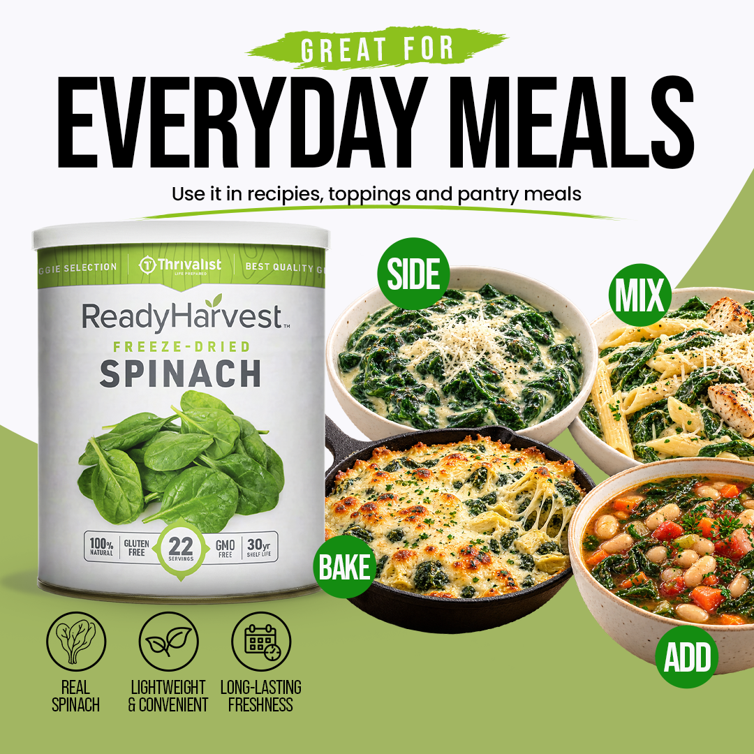 Ready Harvest Freeze-Dried Spinach (30-Year Shelf Life)