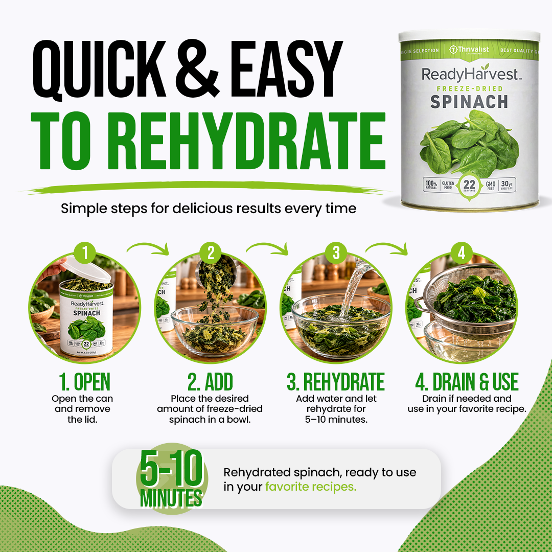 Ready Harvest Freeze-Dried Spinach (30-Year Shelf Life)