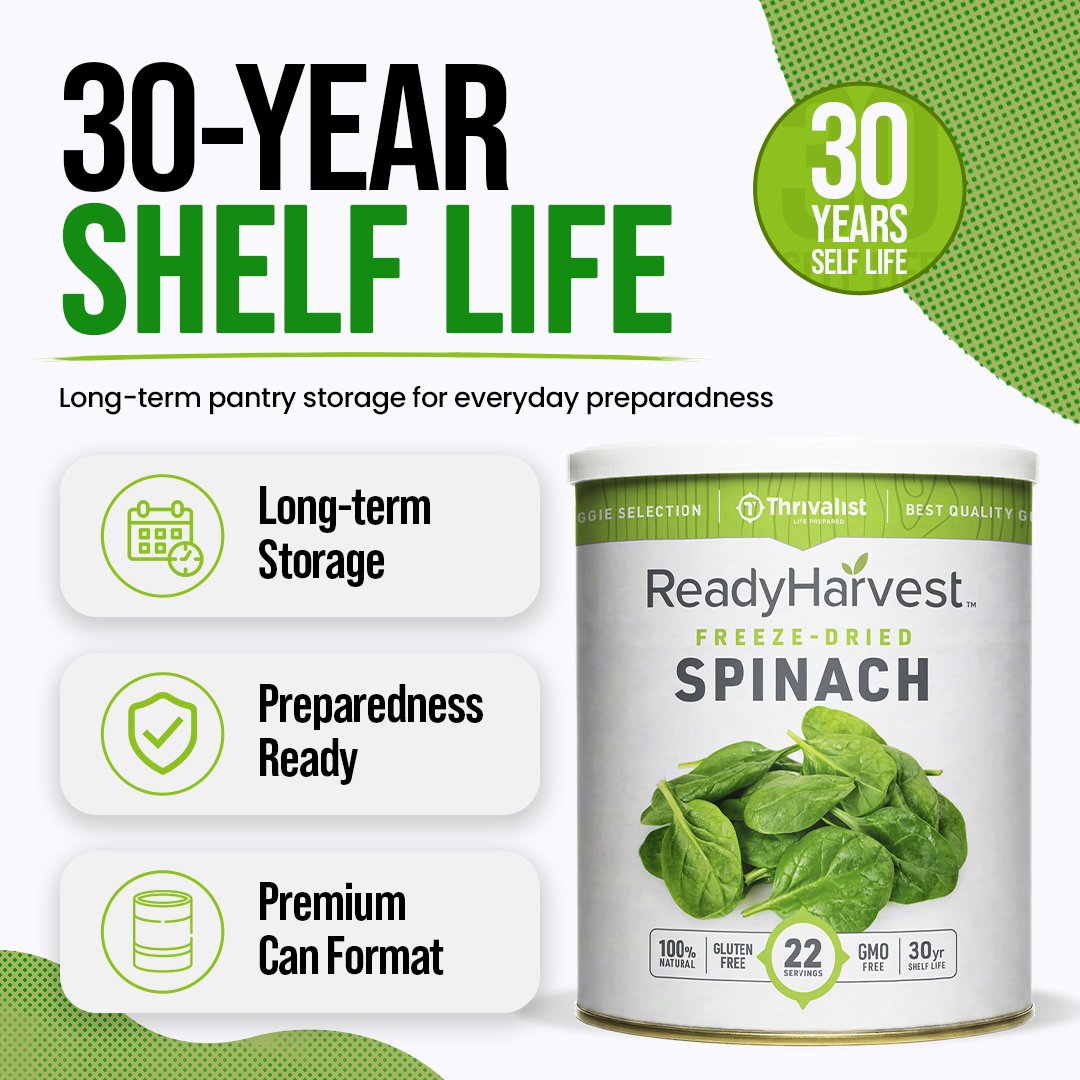 Ready Harvest Freeze-Dried Spinach (30-Year Shelf Life)