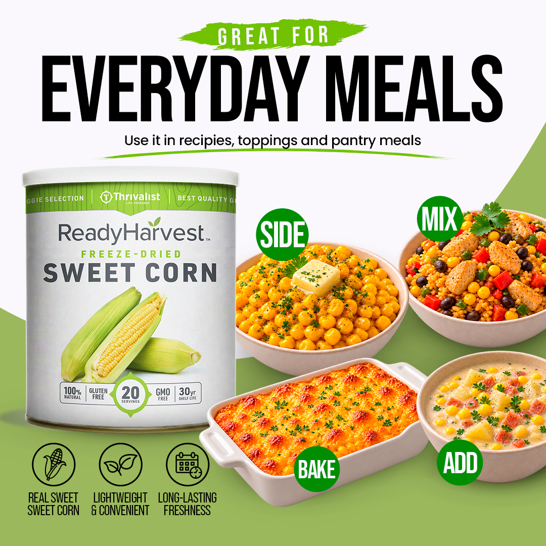 Ready Harvest Freeze-Dried Sweet Corn (30-Year Shelf Life)