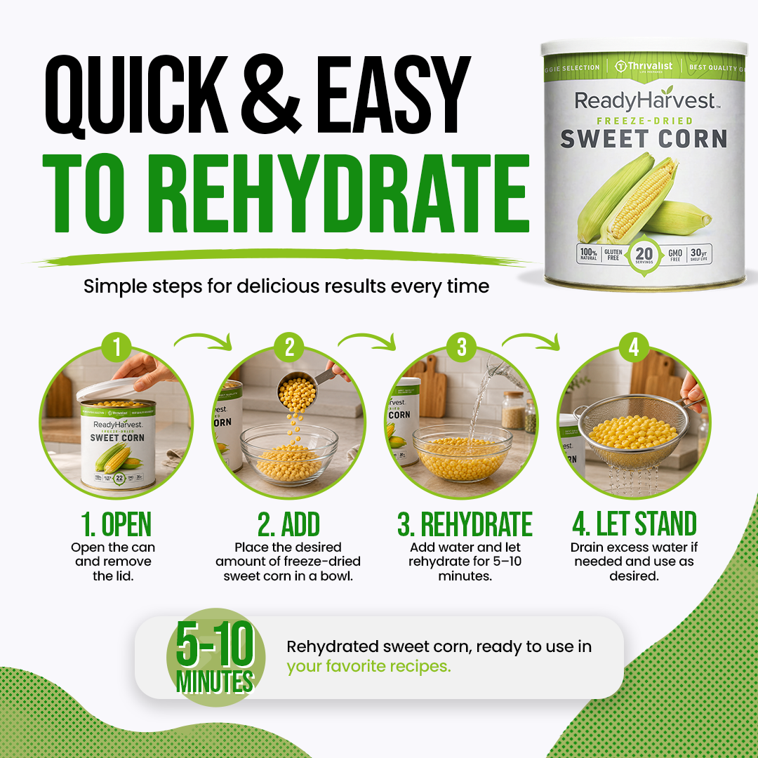 Ready Harvest Freeze-Dried Sweet Corn (30-Year Shelf Life)