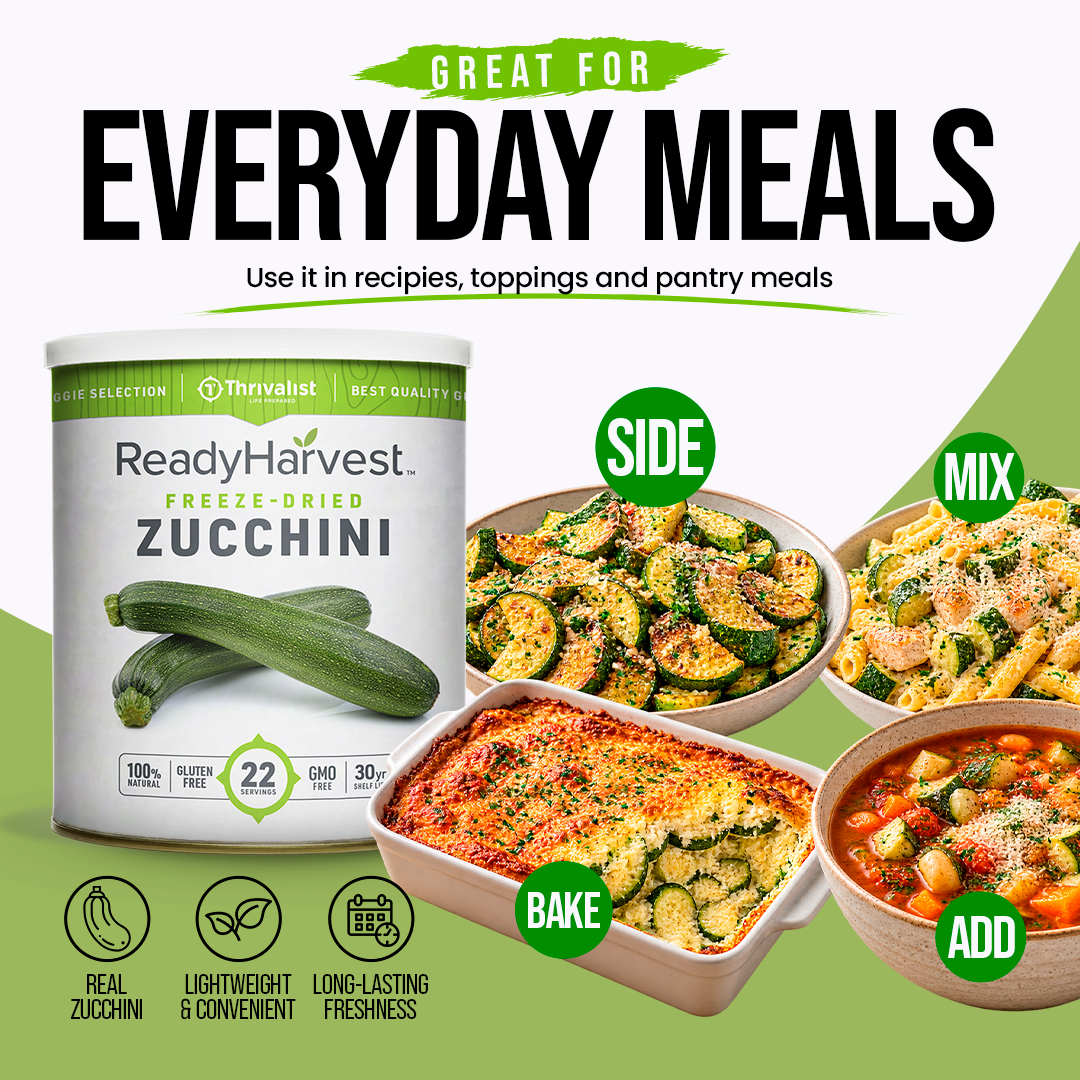 Ready Harvest Freeze-Dried Zucchini (30-Year Shelf Life)