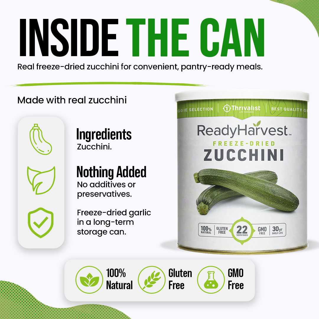 Ready Harvest Freeze-Dried Zucchini (30-Year Shelf Life)