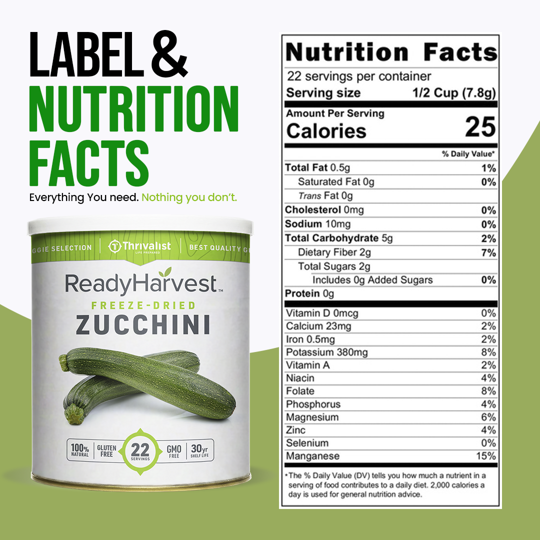 Ready Harvest Freeze-Dried Zucchini (30-Year Shelf Life)