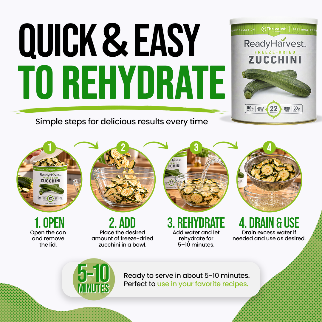 Ready Harvest Freeze-Dried Zucchini (30-Year Shelf Life)